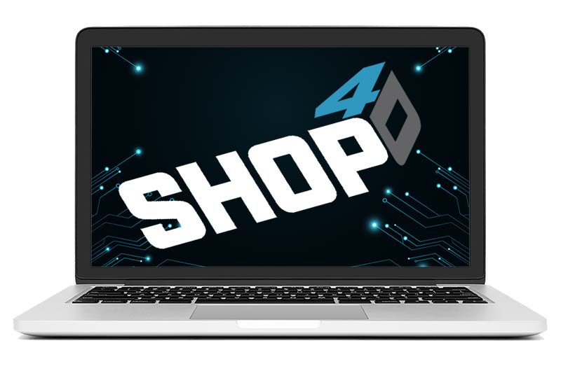 Shop4D shop management software on a laptop